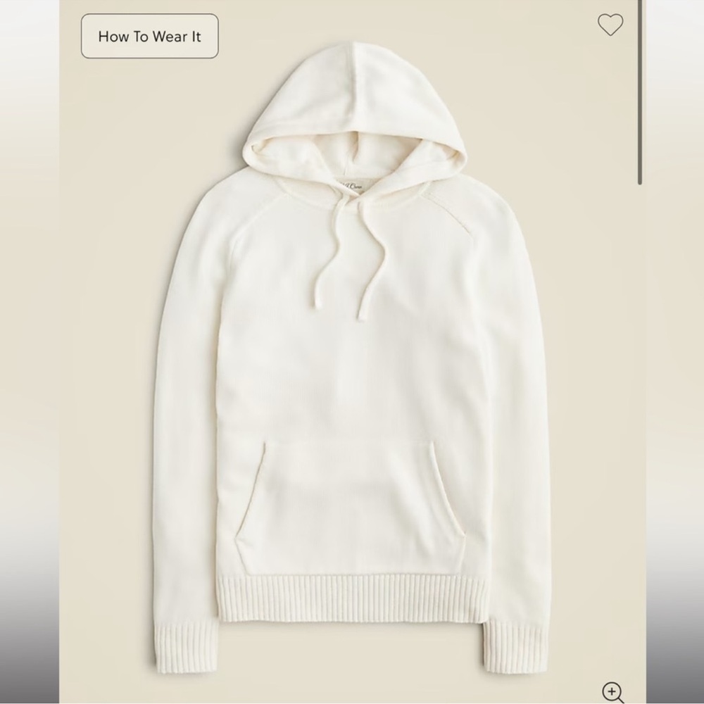 J.Crew Heritage cotton hooded sweater Ivory